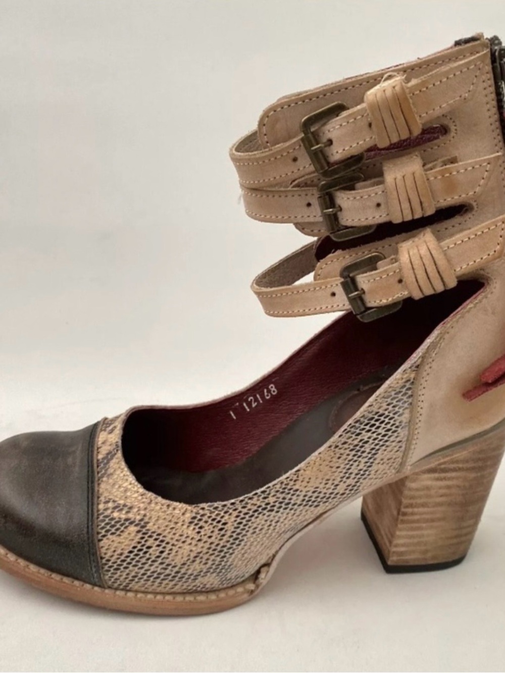 Freebird Women's Snake-Print Block Heel Ankle-Strap Booties Size 7 pre-owned